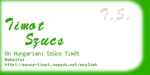 timot szucs business card