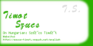 timot szucs business card